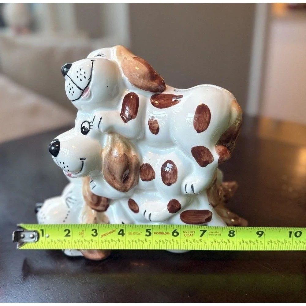 PILE OF PUPPIES - Vintage, Hard to Find, Hand Painted Ceramic Savings Bank 1970s
